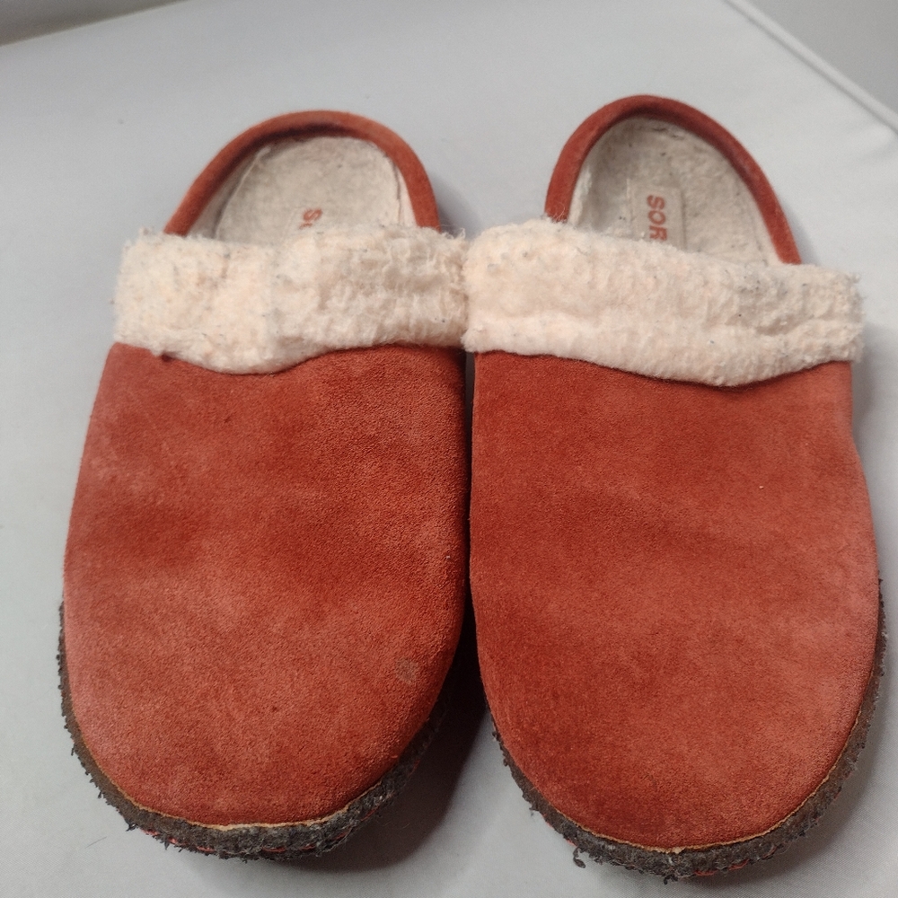 Sorel Women's Nakiska Suede Slippers Slip On Mule Size 8 Orange AA
